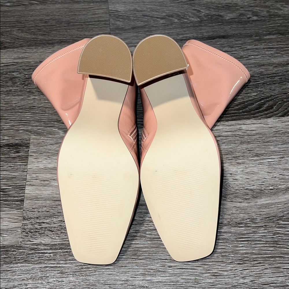 NWOB Steve Madden Vegan Leather Nude/Pink Square Toe Ankle Boots US W9 - Picture 8 of 9